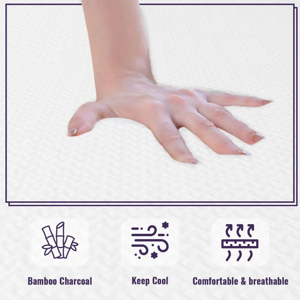 6 Inch Gel Memory Foam Mattress Full Size Mattress Bamboo Charcoal Infused Mattress in a Box Medium-Firm Pressure Relief Folding