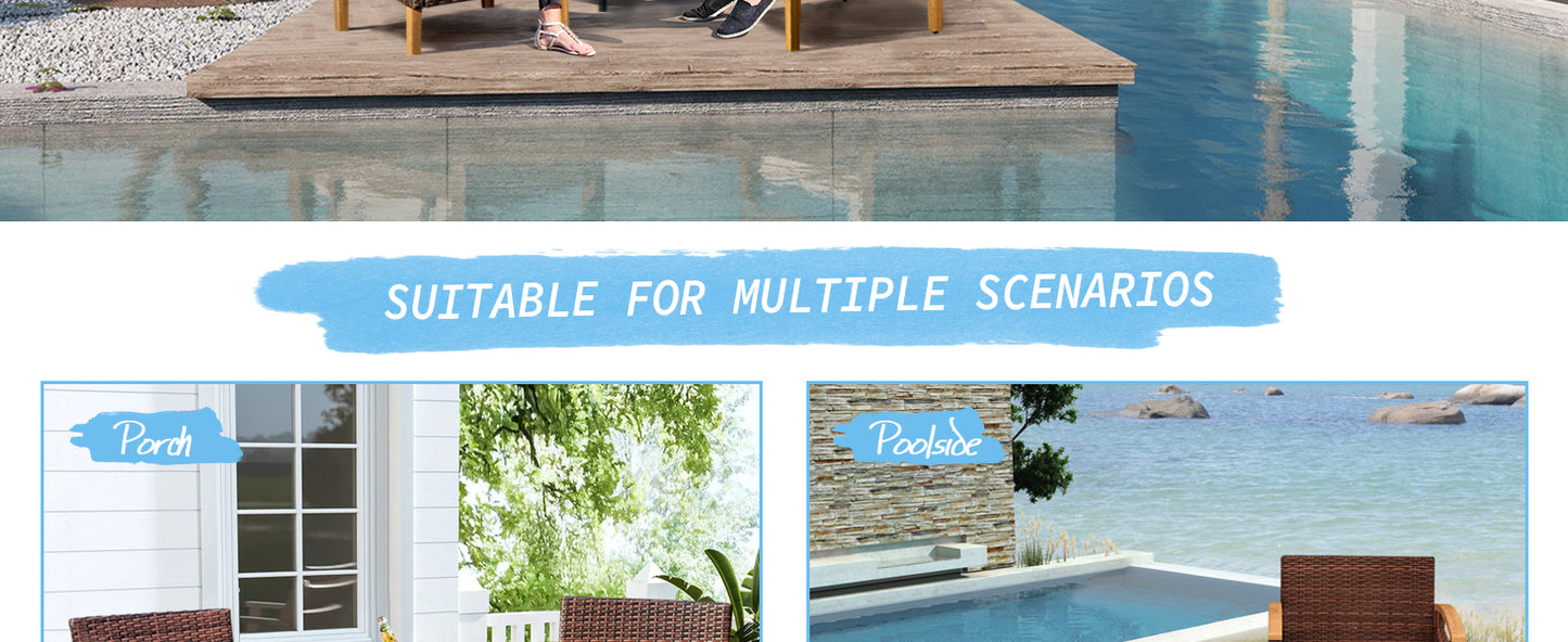 2-Piece Wicker Courtyard Set Small Tavern Table & Chairs, Outdoor Furniture