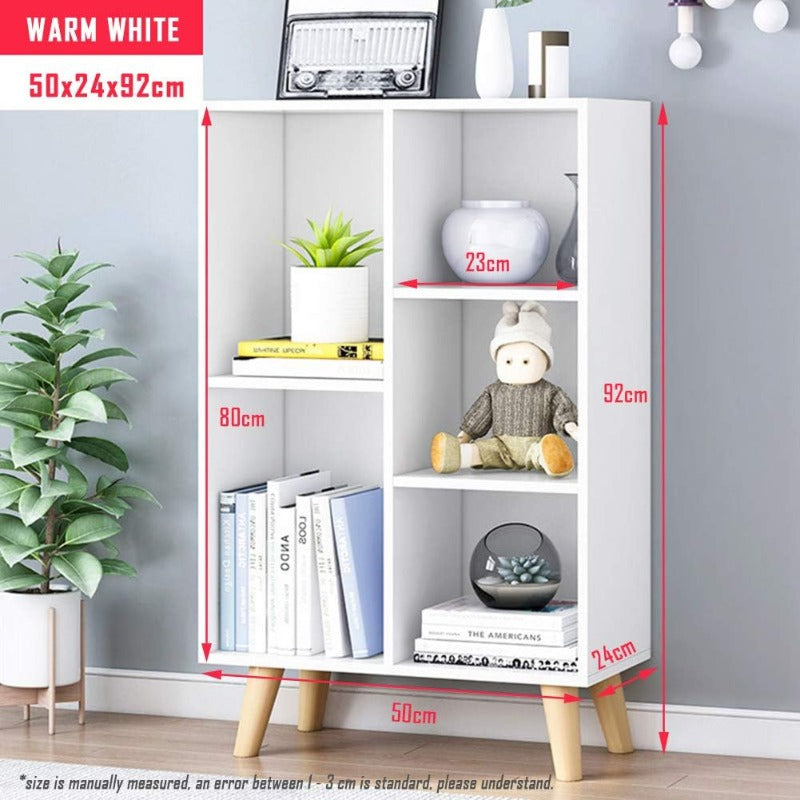 3-Tier Wooden Open Shelf Bookcase 5 Cube Display Rack with Legs