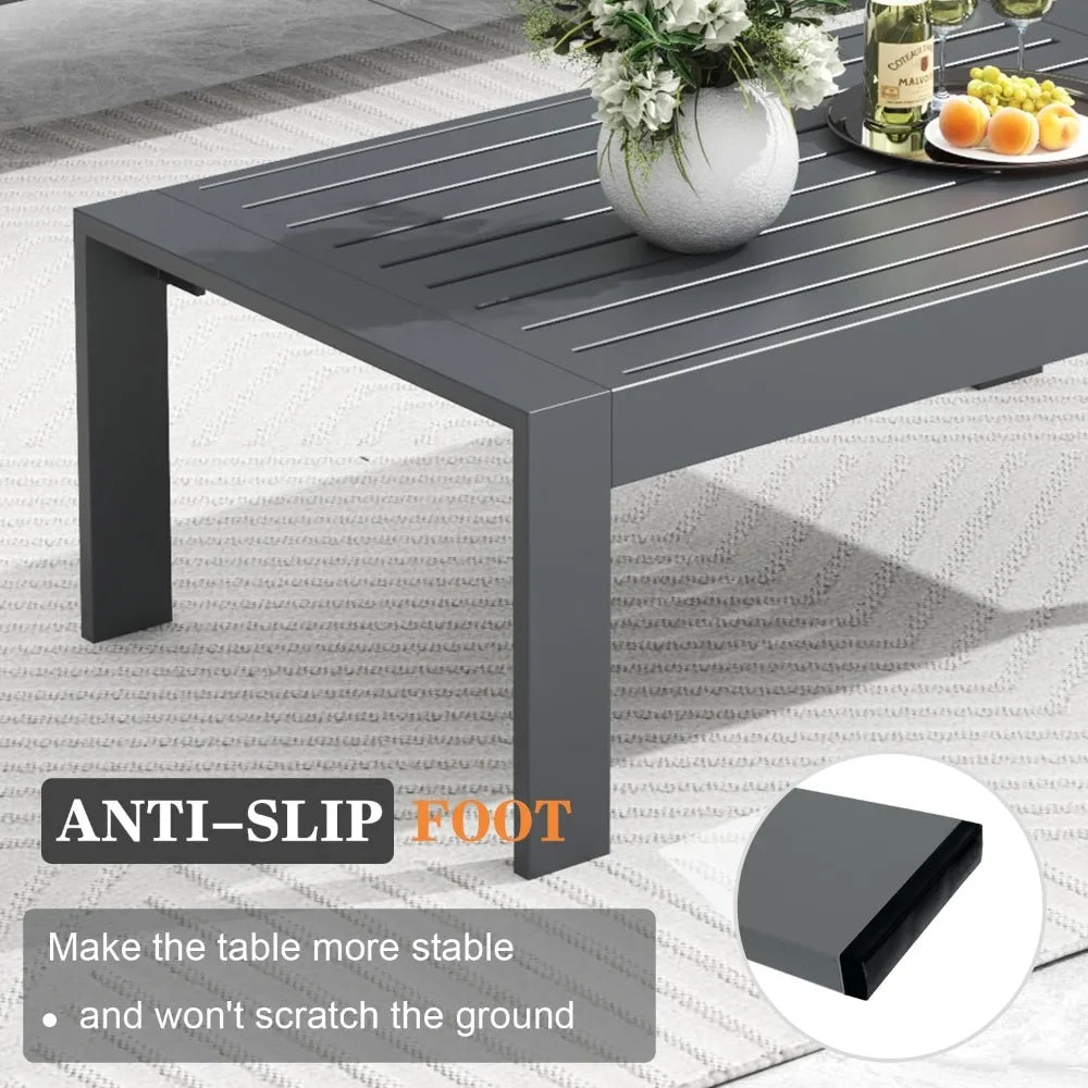 5-Piece Modern Aluminum Patio Furniture Set – Metal Sectional Sofa Conversation Set with Coffee Table, Garden Furniture