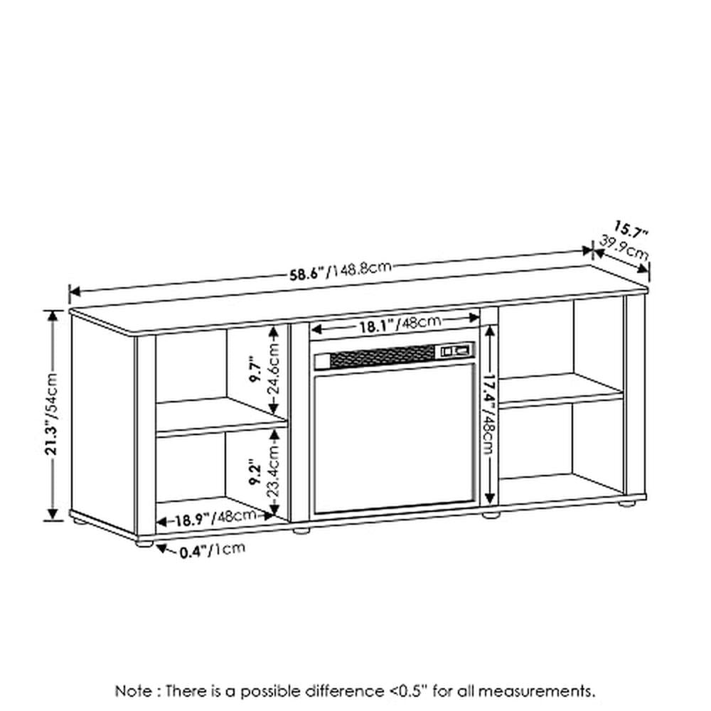 60" Grey Oak Fireplace TV Stand Electric Heater Media Console, Adjustable Shelves