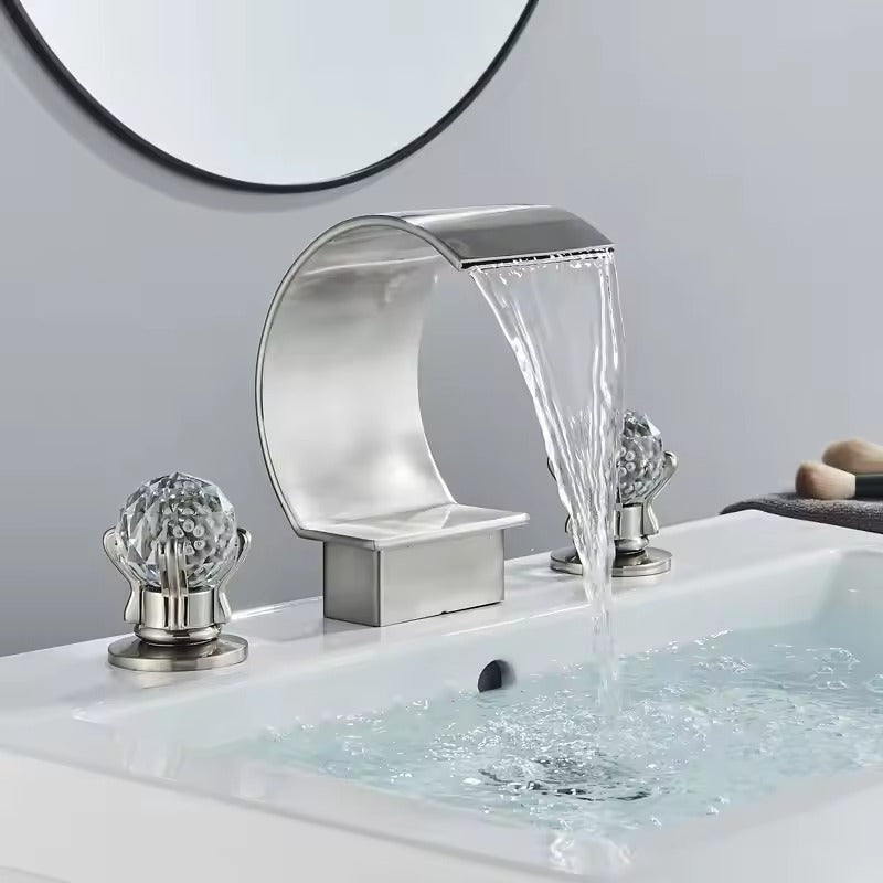Deck Mounted Waterfall Bathroom Faucet Hot & Cold