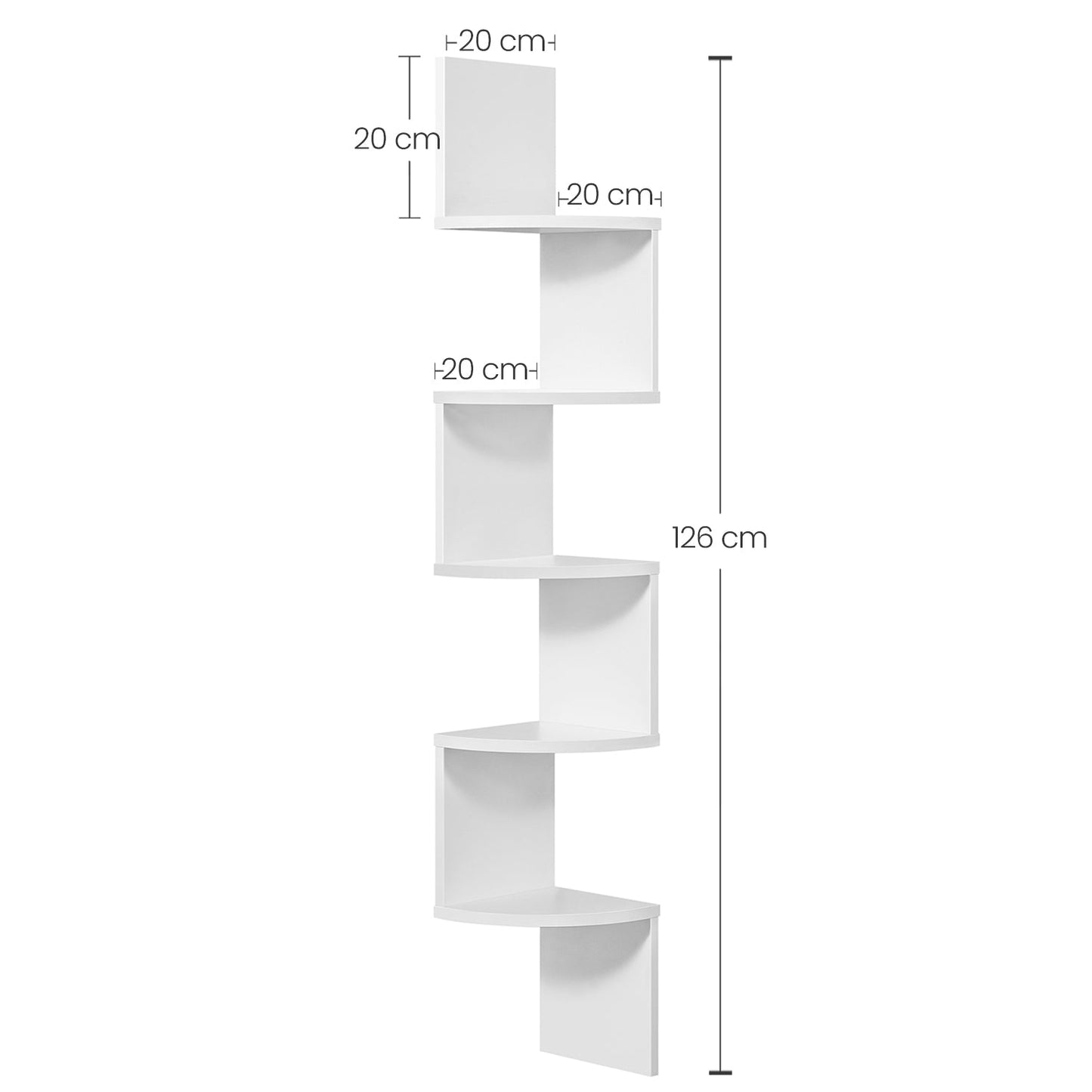 5-Tier Corner Shelf Wall Mount Bookshelf & Plant Stand