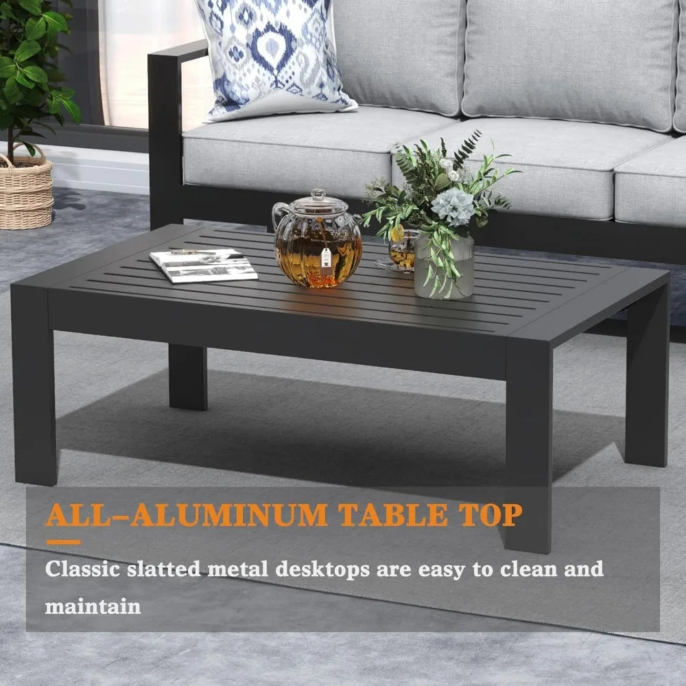 4-Piece Modern Aluminum Patio Furniture Set – Outdoor Sectional Seating with Olefin Cushions & Coffee Table