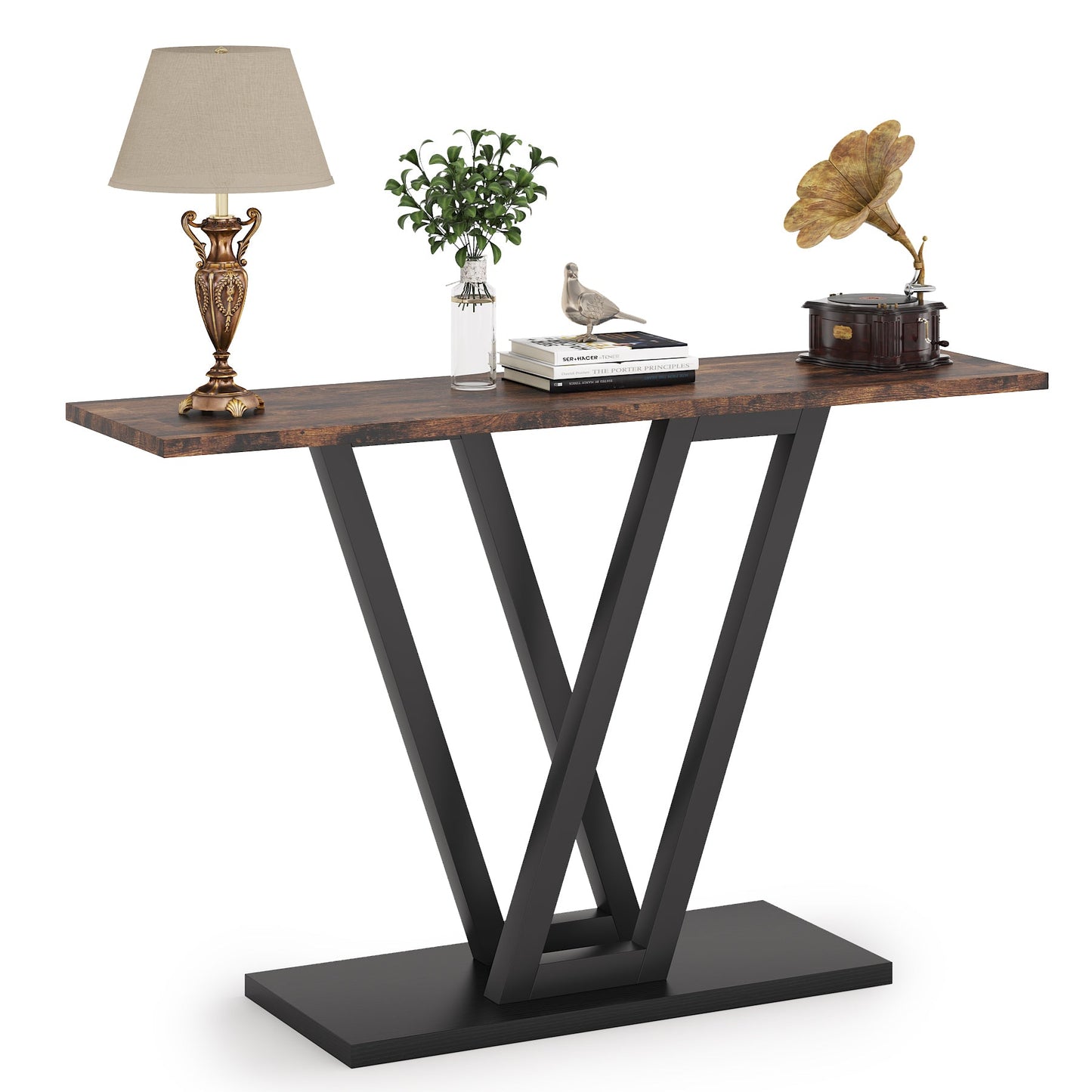 Modern Metal V-Leg Console Table