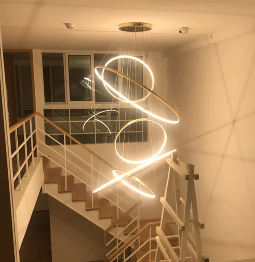 High Ceiling Golden Olympic Hoops Pendant Light - Vintiige