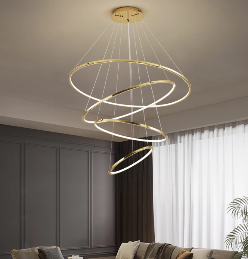 High Ceiling Golden Olympic Hoops Pendant Light - Vintiige