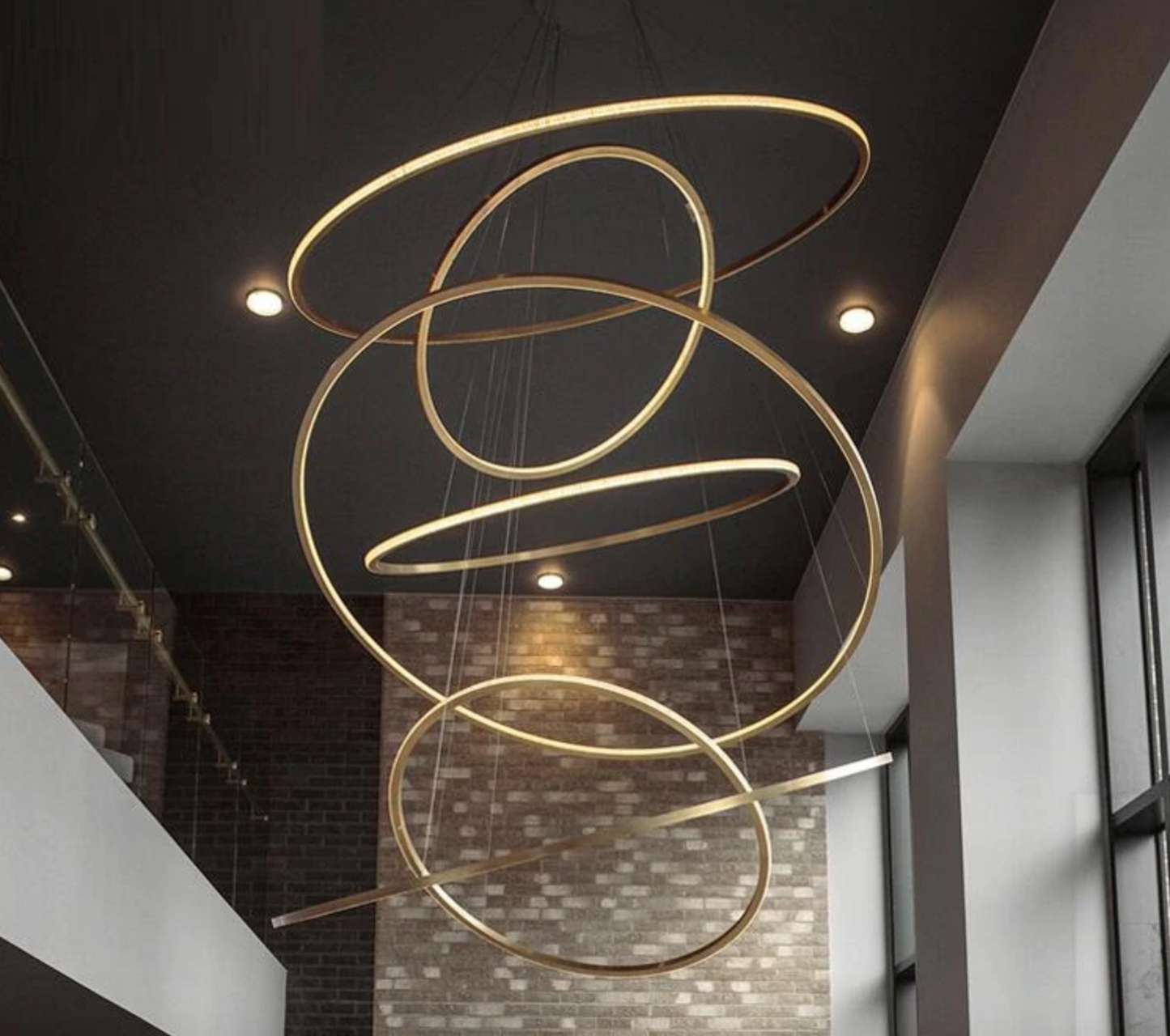 High Ceiling Golden Olympic Hoops Pendant Light - Vintiige