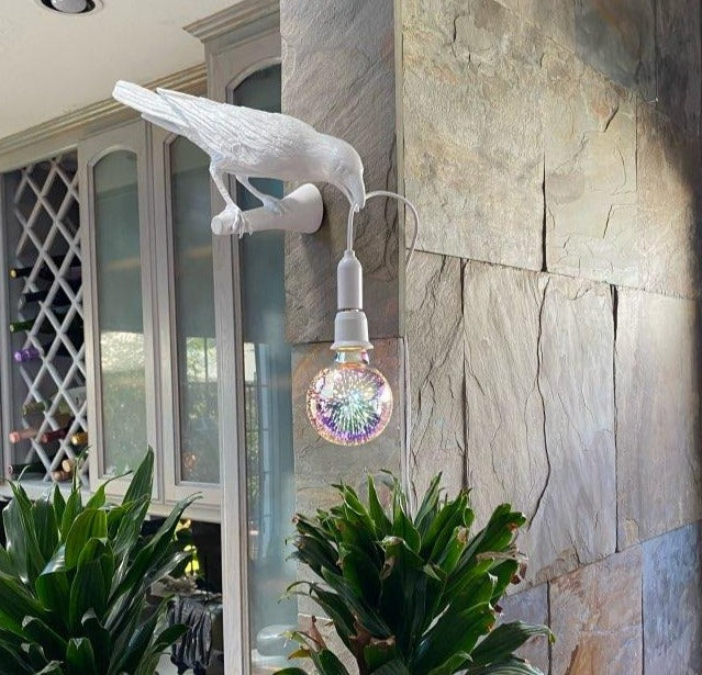 Italian White Raven Bird Wall Lamp - Vintiige