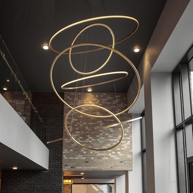 High Ceiling Golden Olympic Hoops Pendant Light - Vintiige