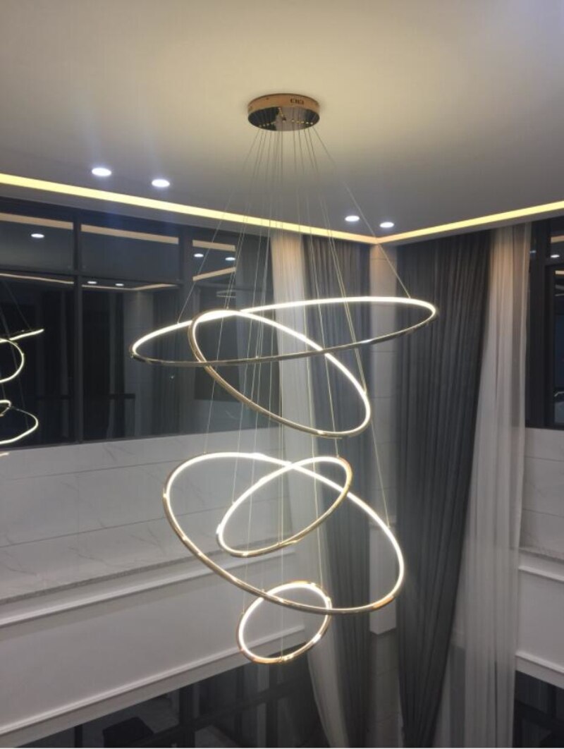 High Ceiling Golden Olympic Hoops Pendant Light - Vintiige