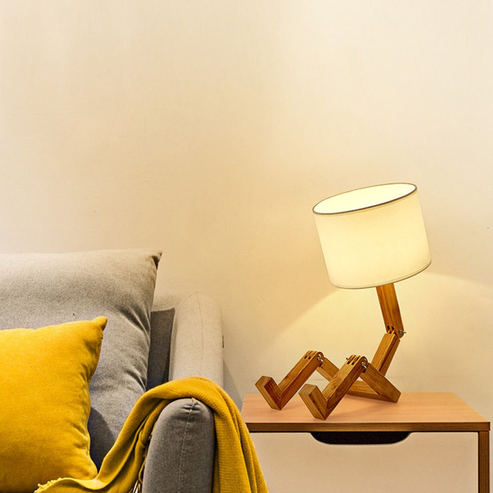 Orca Wooden Legged Bedside Table Lamp