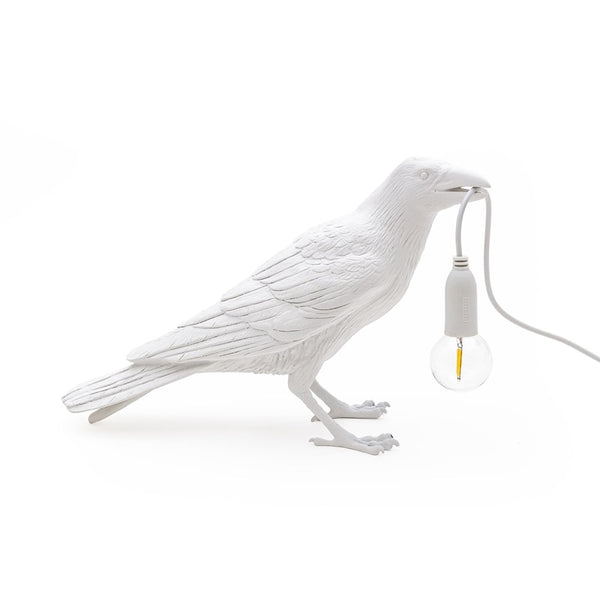 Italian White Raven Bird Table Lamp - Vintiige