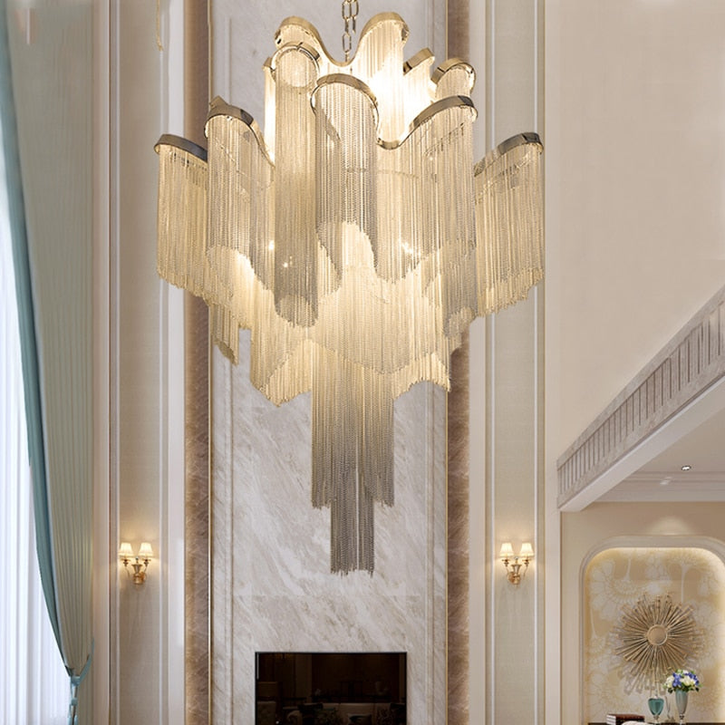 Gatsby Iron Fringe Tiered Chandelier - Vintiige
