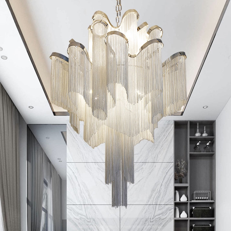 Gatsby Iron Fringe Tiered Chandelier - Vintiige