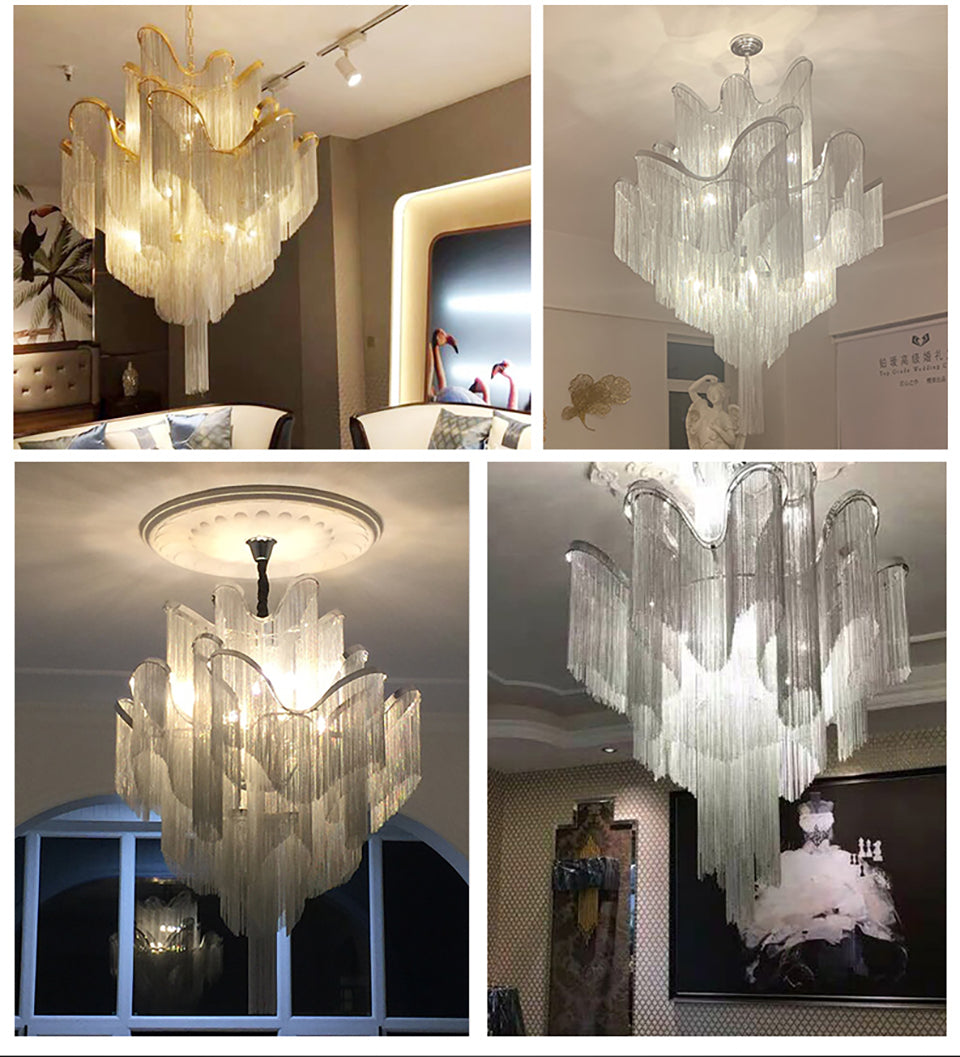 Gatsby Iron Fringe Tiered Chandelier - Vintiige