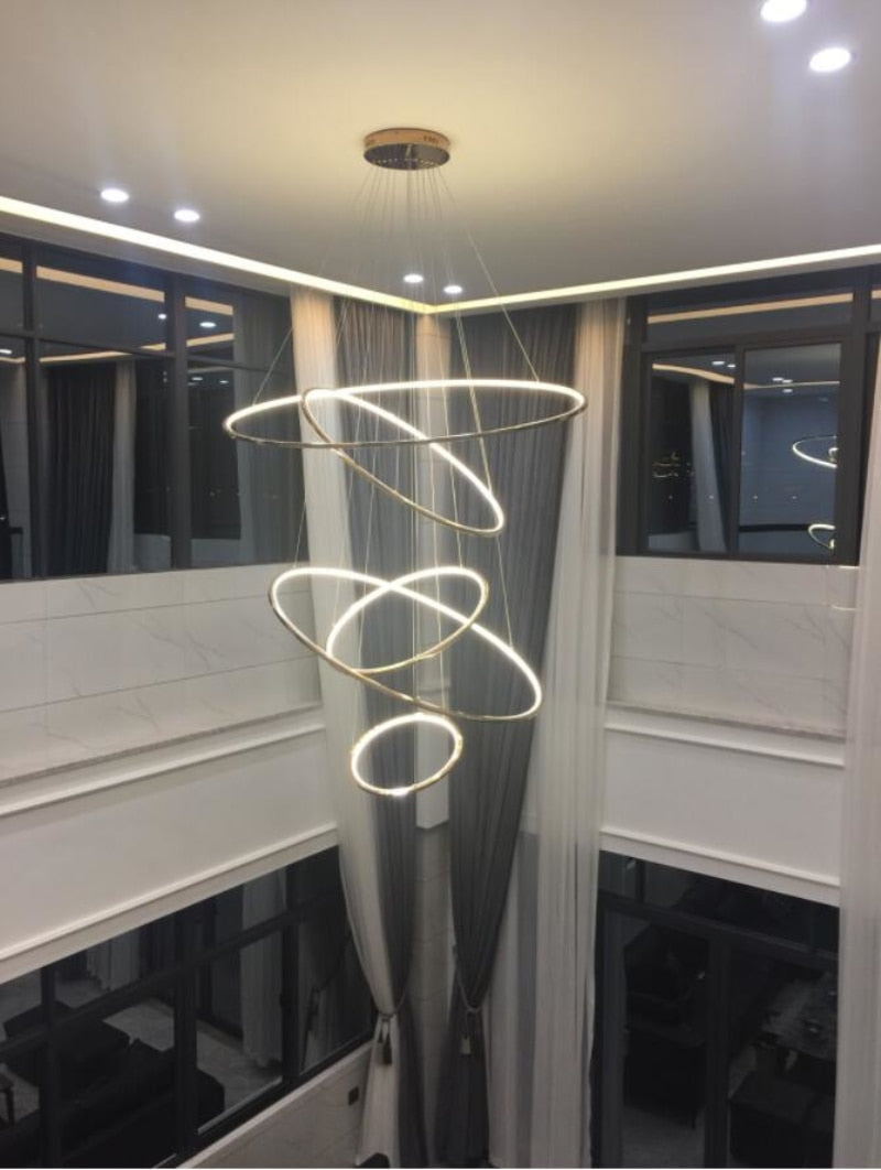 High Ceiling Golden Olympic Hoops Pendant Light - Vintiige