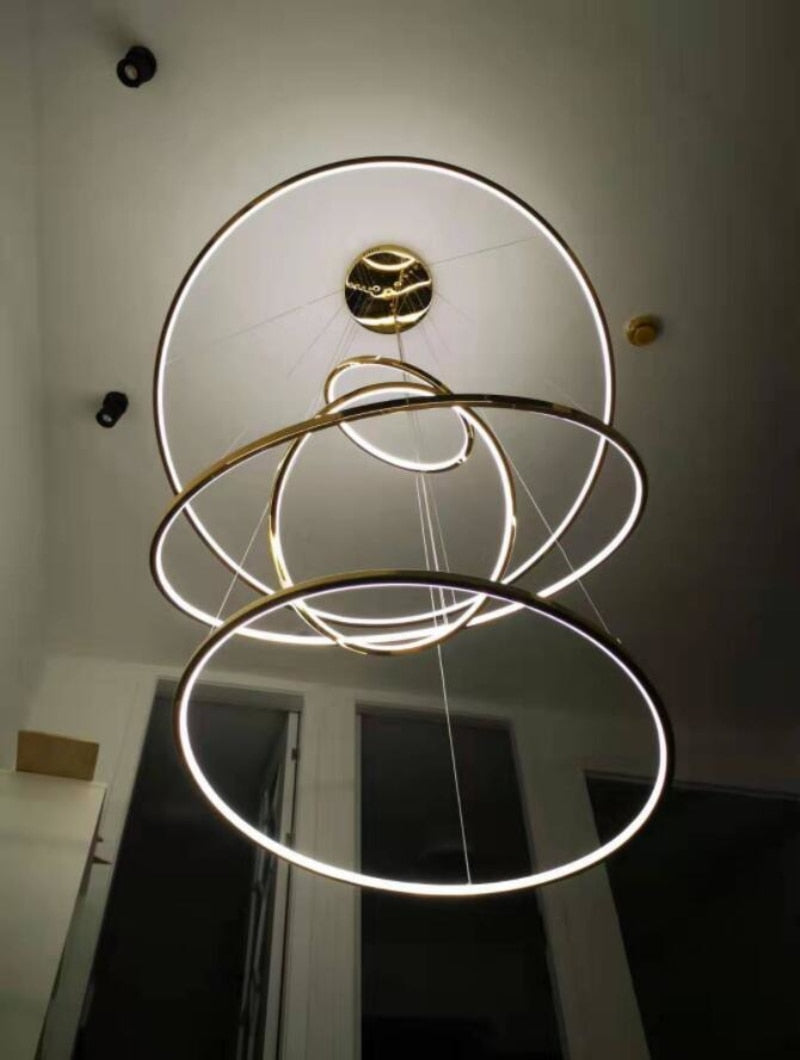 High Ceiling Golden Olympic Hoops Pendant Light - Vintiige