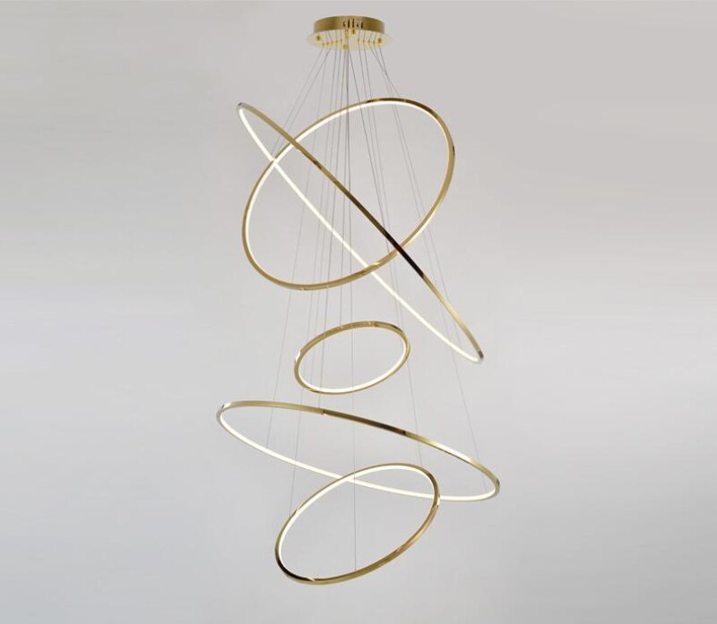 High Ceiling Golden Olympic Hoops Pendant Light - Vintiige