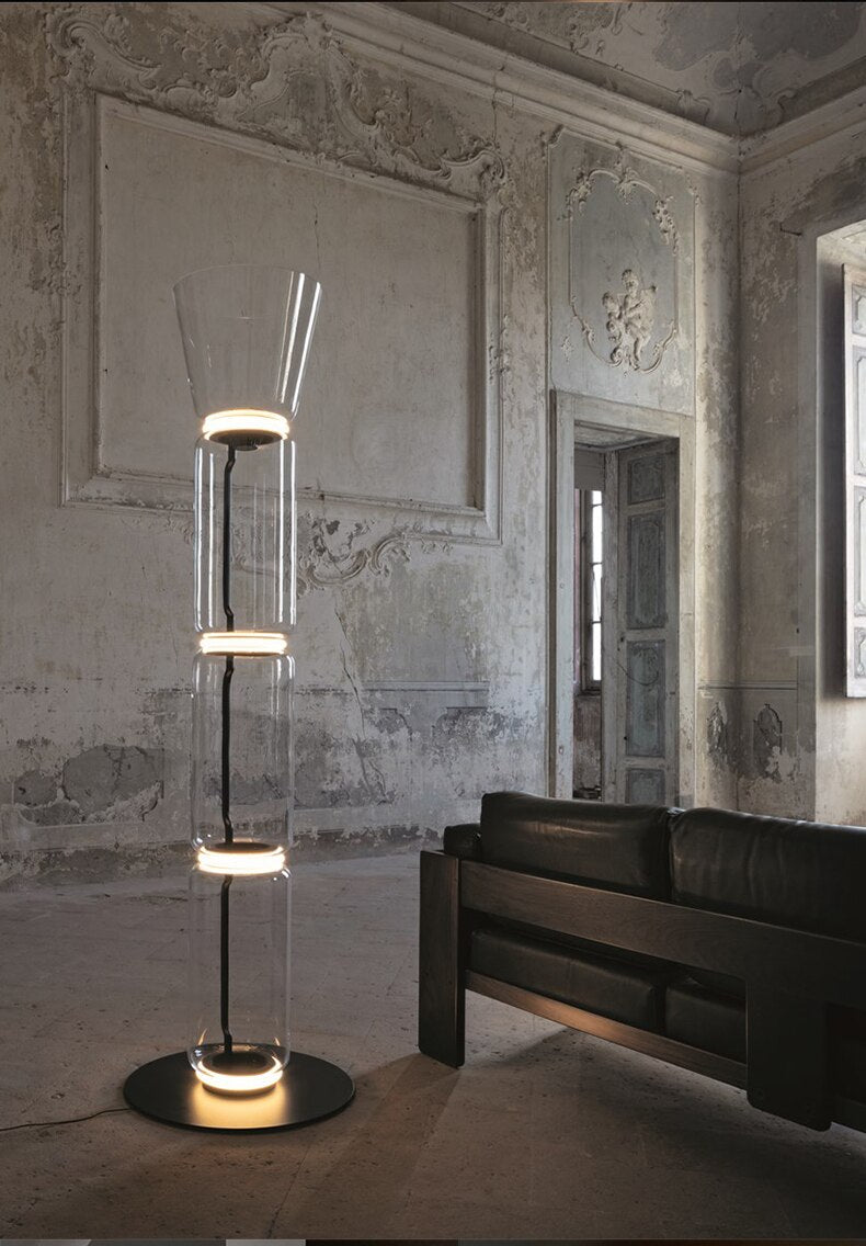 Glass Tubular Reflecting Floor Lamps