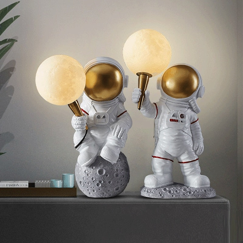 Moon Man Astronaut Bedside Table Lamp - Sitting