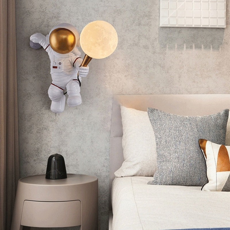 Moon Man Astronaut Bedside Table Lamp - Standing