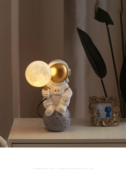 Moon Man Astronaut Bedside Table Lamp - Sitting
