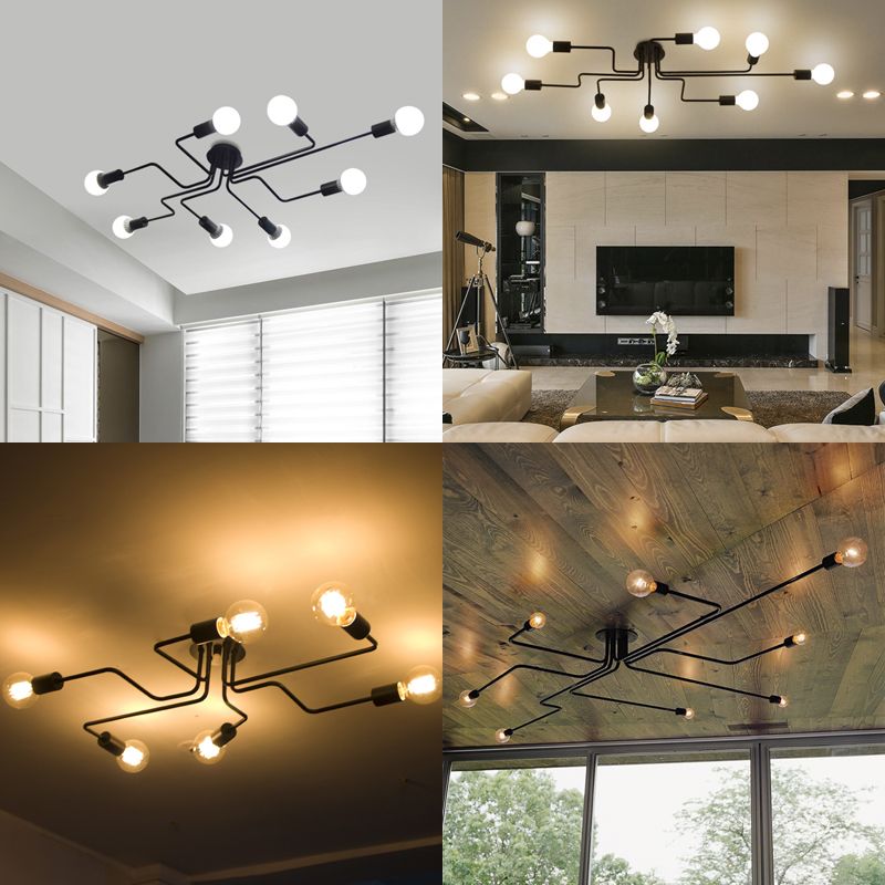 Industrial Nordic Pipe Wrought Ceiling Light - Vintiige