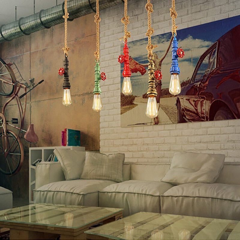 Rustic Pendant Rope Light - Vintiige