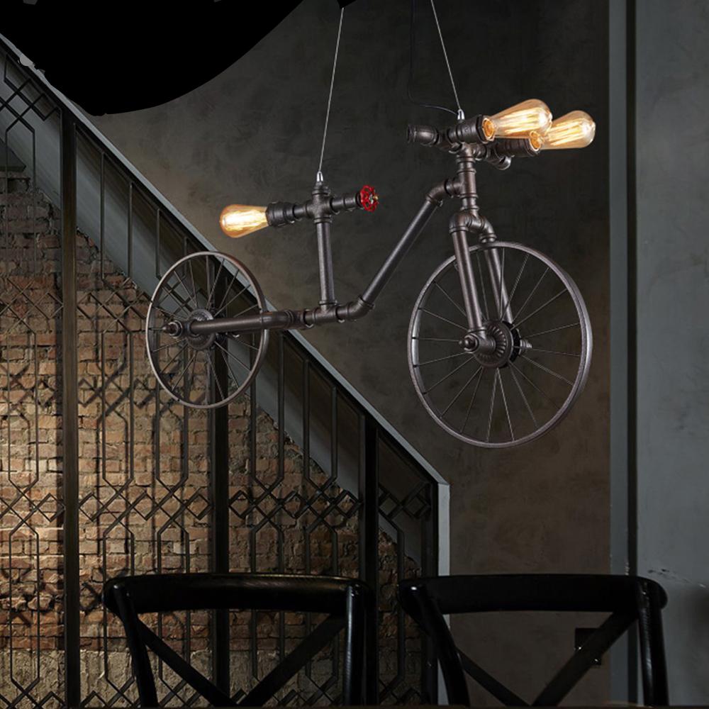Industrial Water Pipe Bicycle Chandelier - Vintiige