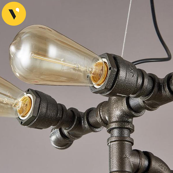 Industrial Water Pipe Bicycle Chandelier - Vintiige