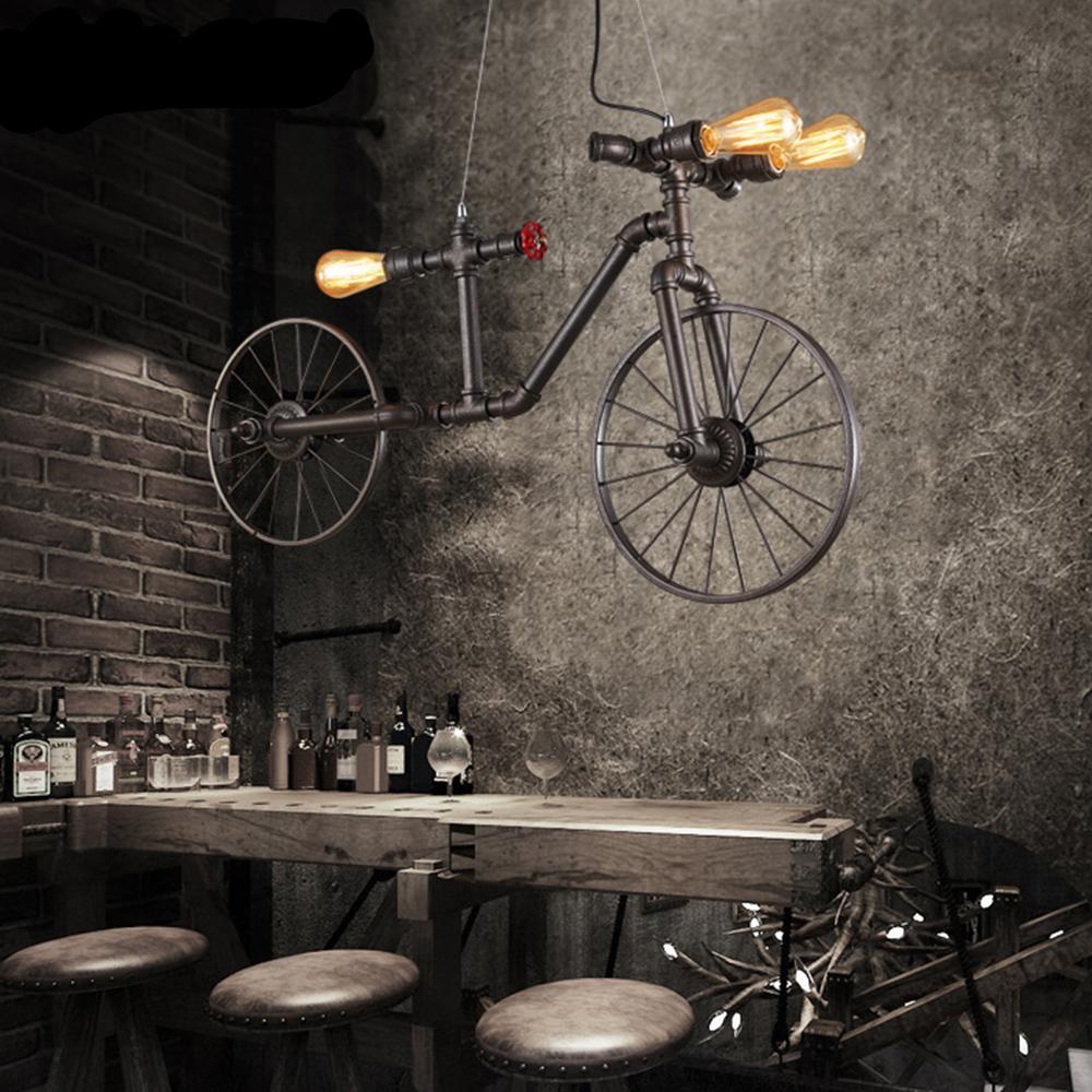 Industrial Water Pipe Bicycle Chandelier - Vintiige