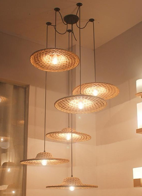 Bamboo Wicker Rattan Pendant Light - Vintiige