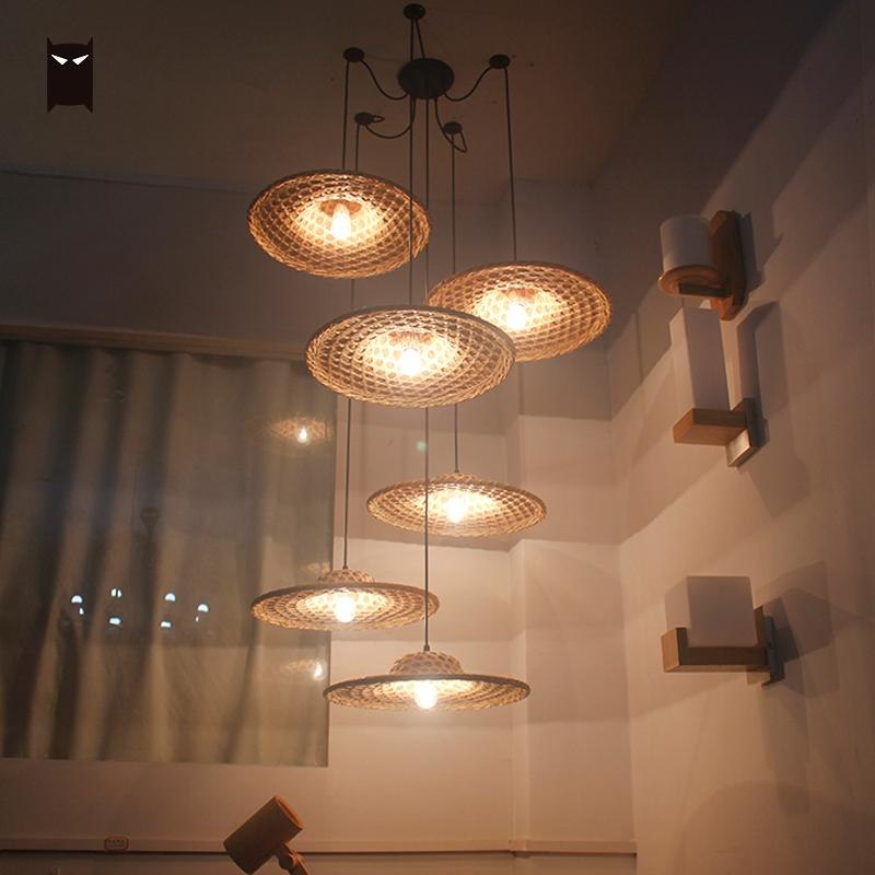 Bamboo Wicker Rattan Pendant Light - Vintiige