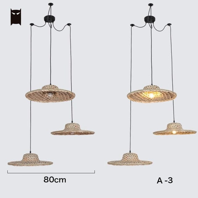 Bamboo Wicker Rattan Pendant Light - Vintiige
