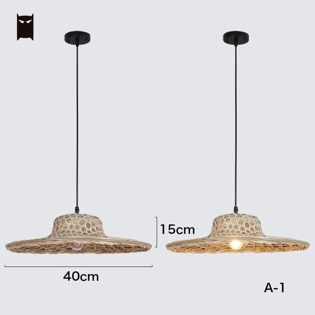 Bamboo Wicker Rattan Pendant Light - Vintiige
