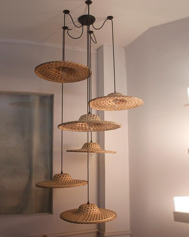 Bamboo Wicker Rattan Pendant Light - Vintiige
