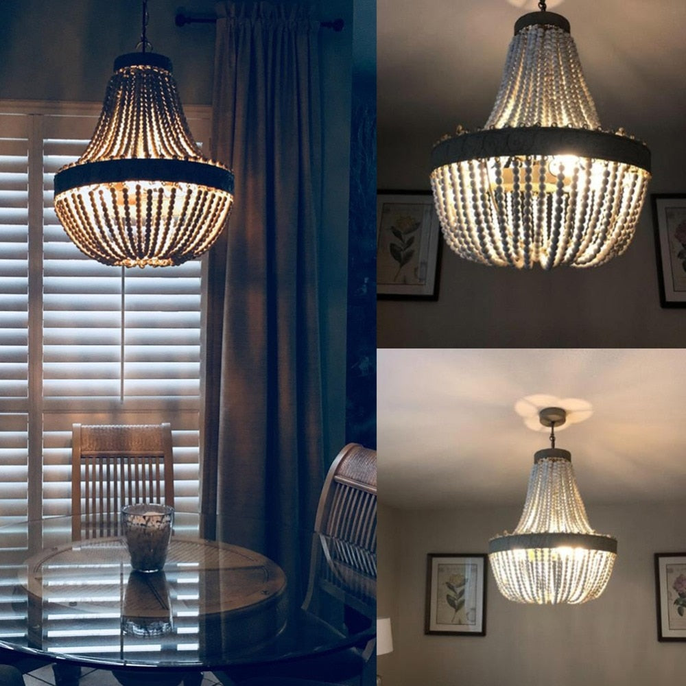 Vintage Pastoral Beaded Chandelier - Vintiige