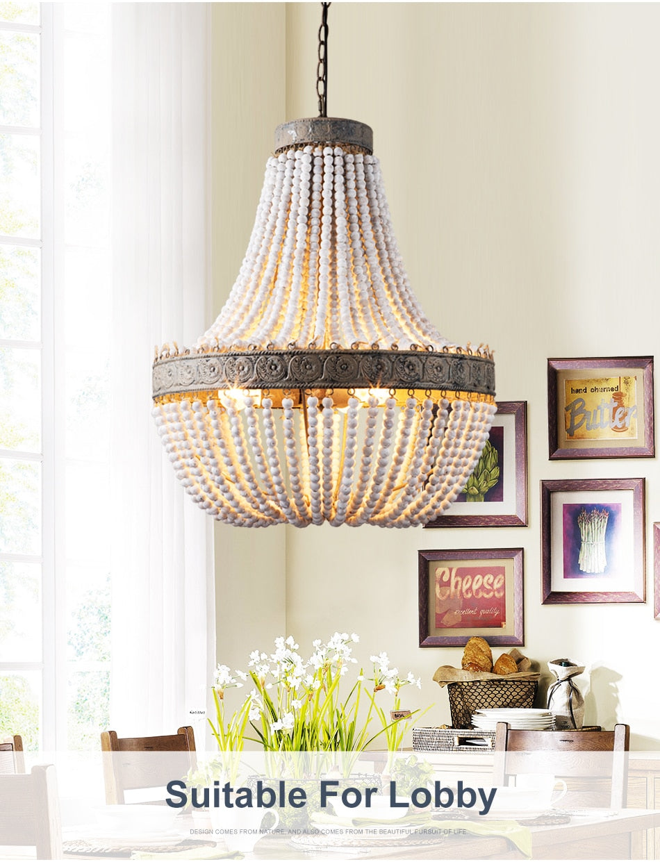 Vintage Pastoral Beaded Chandelier - Vintiige