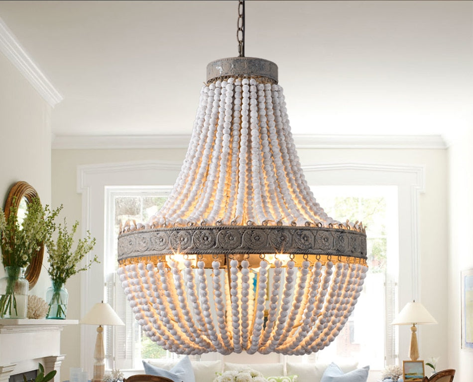 Vintage Pastoral Beaded Chandelier - Vintiige