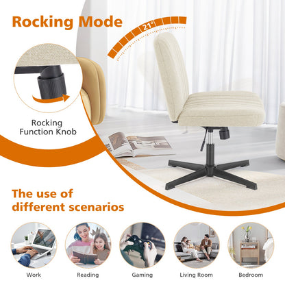 Fabric Rocking Armless Task Gaming Chair Swivel & Adjustable