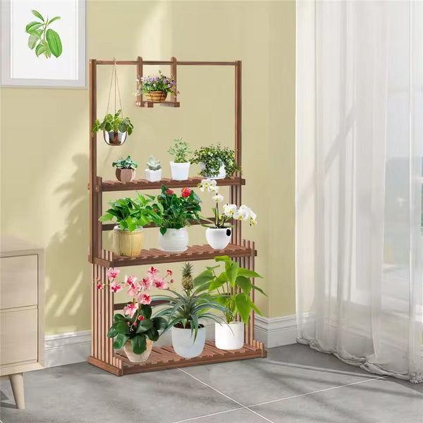 3-Tier Hanging Wood Plant Stand Flower Pot Organizer