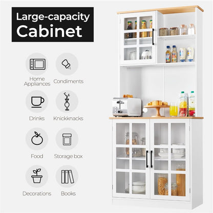 72'' Kitchen Pantry Storage Cabinet with Hutch