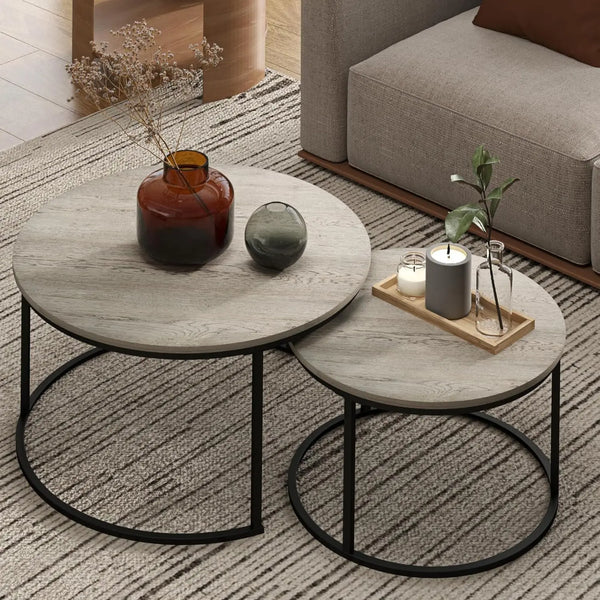 Black Marble Nesting Coffee Tables (Set of 2)