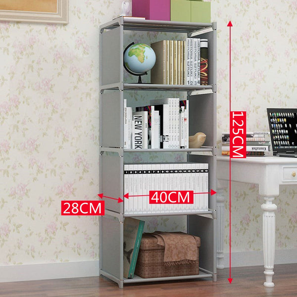 4 Layer Grey Ladder Bookcase Wall Storage & Display