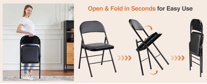 Padded Folding Chairs (Set of 4) Metal Frame Rocking Chairs Multi-Use