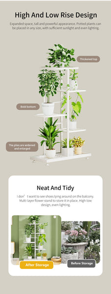 Multi-Tier Iron Plant Shelf Flower Pot Holder Rack for Indoor & Outdoor