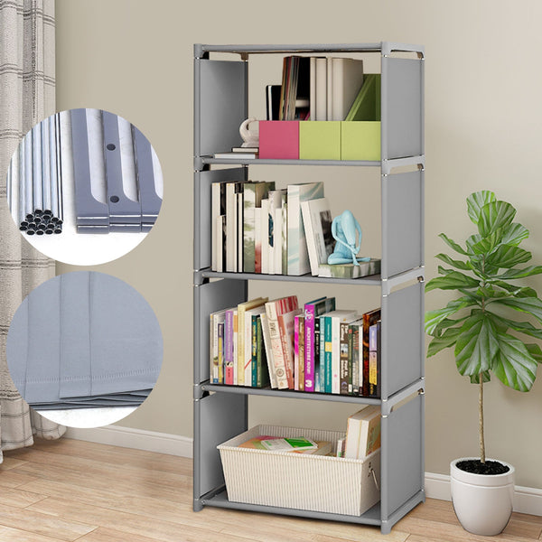 4 Layer Grey Ladder Bookcase Wall Storage & Display