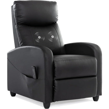 Fabric Recliner with Massage & Lumbar Support Small Space Chair