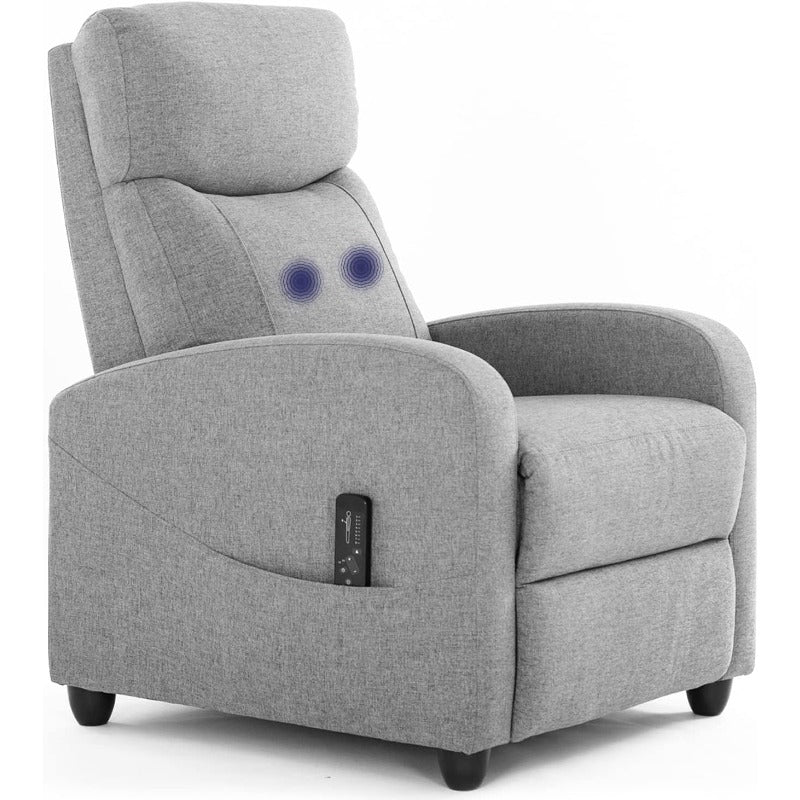 Fabric Recliner with Massage & Lumbar Support Small Space Chair